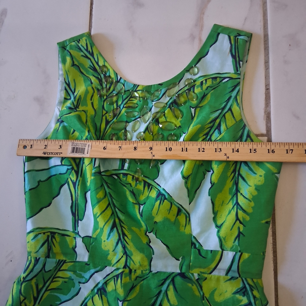 Vineyard Vines Green Leaf Midi Dress Silk Blend - Picture 7 of 13